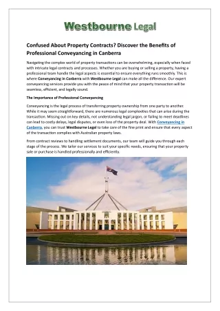 Confused About Property Contracts - Discover the Benefits of Professional Conveyancing in Canberra