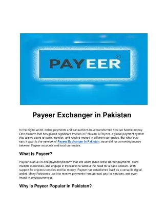payeer exchanger in pakistan