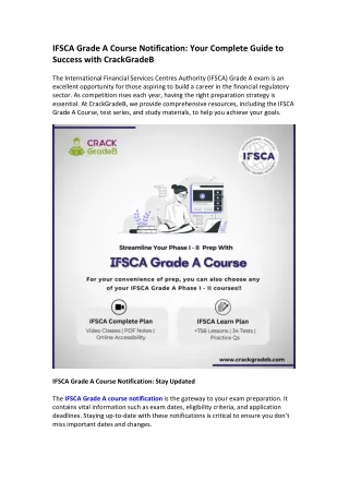 ifsca grade a course notification your complete