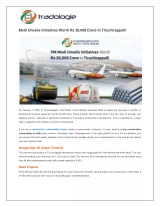Modi Unveils Initiatives Worth Rs 20000 Crore In Tiruchirappalli