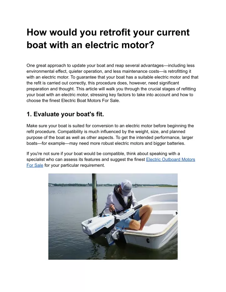 how would you retrofit your current boat with