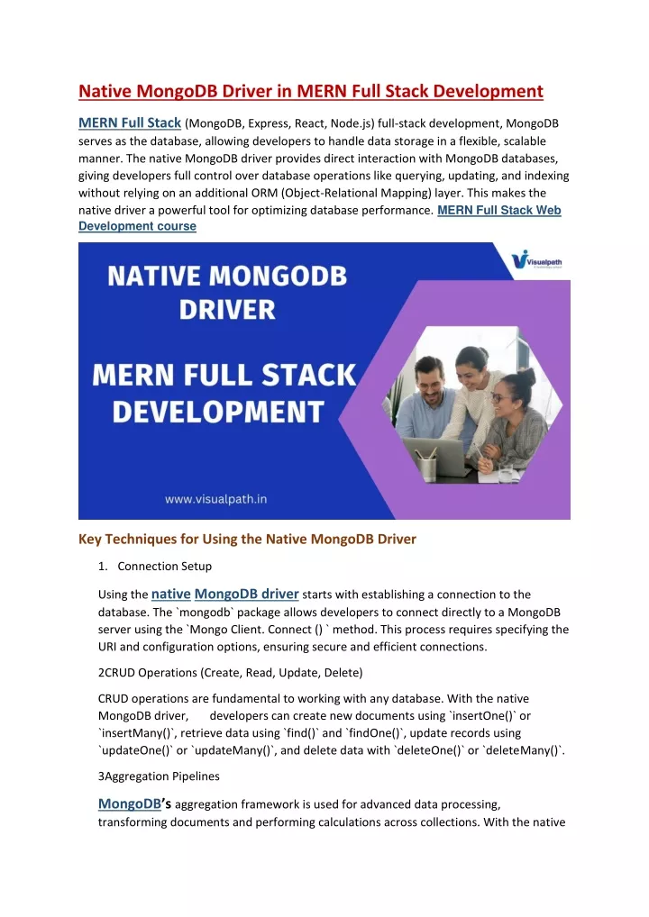 native mongodb driver in mern full stack