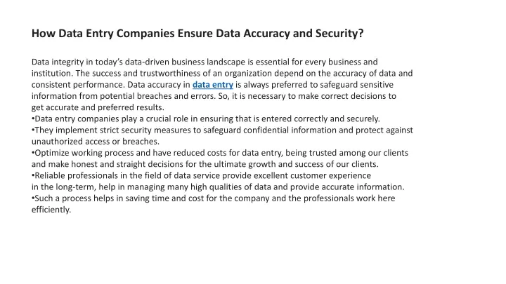 how data entry companies ensure data accuracy