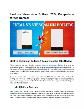 ideal vs viessmann boilers 2024 comparison