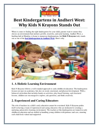 Discover the Best Kindergartens in Andheri West