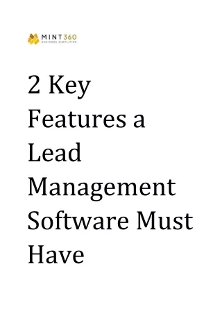 2 Key Features a Lead Management Software Must Have