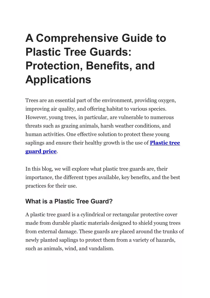 a comprehensive guide to plastic tree guards