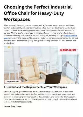 Choosing the Perfect Industrial Office Chair for Heavy-Duty Workspaces