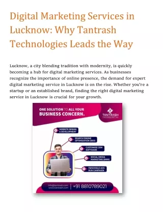 Digital Marketing Service In Lucknow- Tantrash Technologies