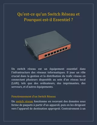 Qu'est-ce qu'un Switch Réseau et Pourquoi est-il Essentiel