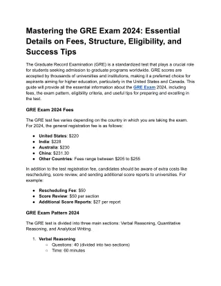 mastering the gre exam 2024 essential details