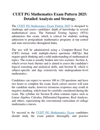 cuet pg mathematics exam pattern 2025 detailed