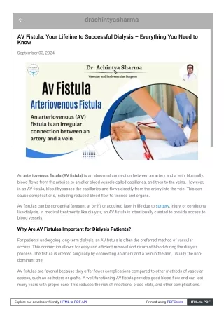 AV FistulaYour Ultimate Guide to Understanding Its Benefits and Care