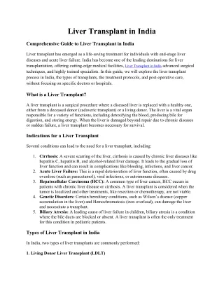 Liver Transplant in India