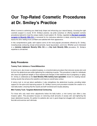 Our Top-Rated Cosmetic Procedures at Dr. Smiley’s Practice