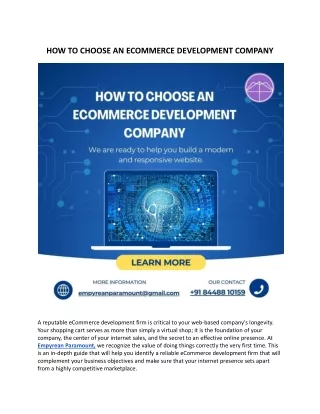 HOW TO CHOOSE AN ECOMMERCE DEVELOPMENT COMPANY