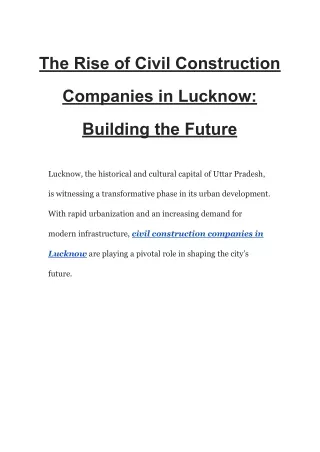 The Rise of Civil Construction Companies in Lucknow_ Building the Future