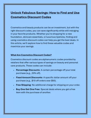 Unlock Fabulous Savings How to Find and Use Cosmetics Discount Codes