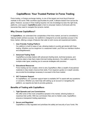 CapitalRevo.com: Your Trusted Partner in Forex Trading