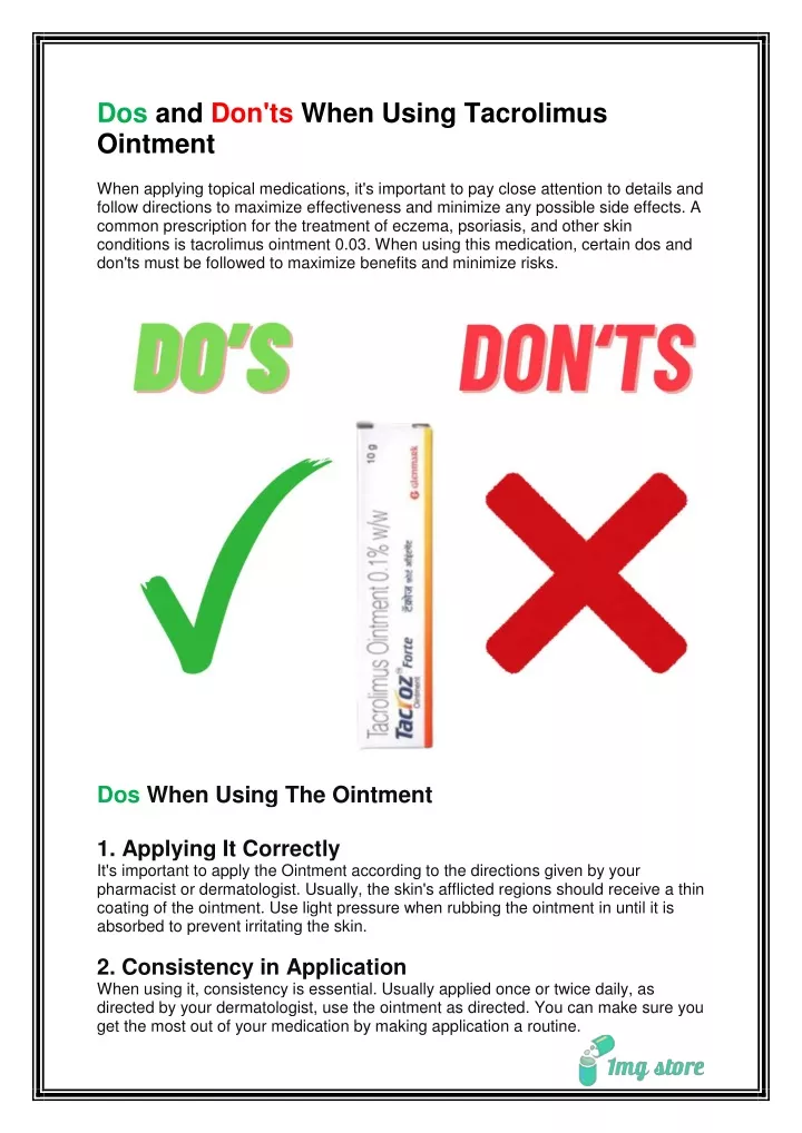 dos and don ts when using tacrolimus ointment