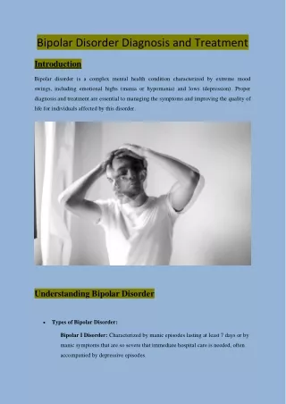 Bipolar Disorder Diagnosis and Treatment