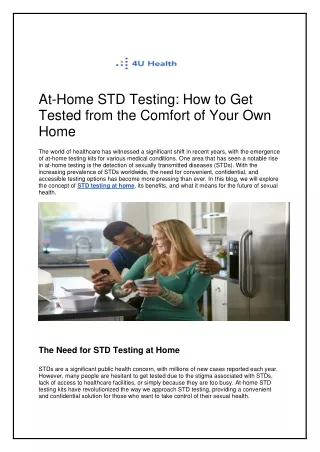 At-Home STD Testing How to Get Tested from the Comfort of Your Own Home