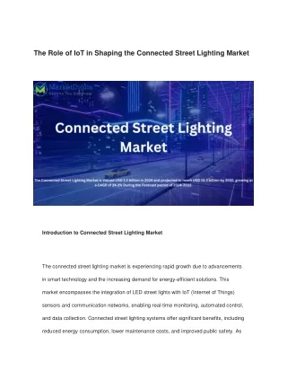 The Role of IoT in Shaping the Connected Street Lighting Market
