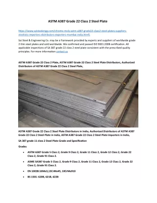 ASTM A387 Grade 22 Class 2 Steel Plate