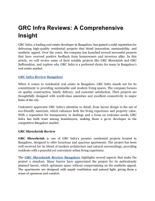 GRC Infra Reviews_ A Comprehensive Insight