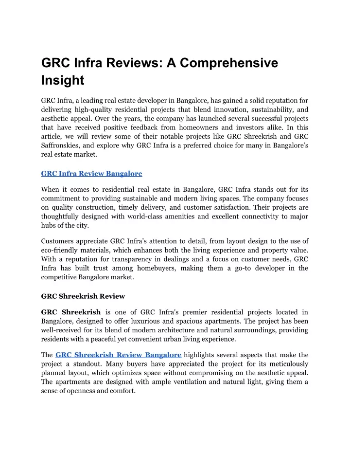 grc infra reviews a comprehensive insight