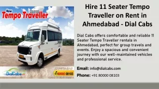 Hire 11 Seater Tempo Traveller on Rent in Ahmedabad - Dial Cabs