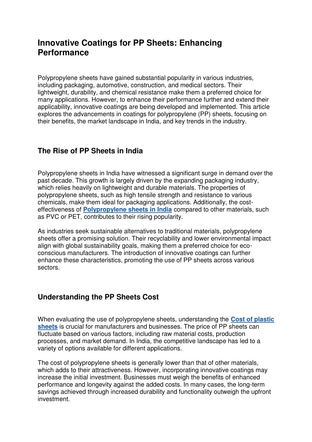 PPT - Innovative Coatings for PP Sheets: Enhancing Performance ...