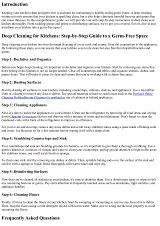 Deep Cleaning for Kitchens: Step-by-Step Guide to a Germ-Free Space