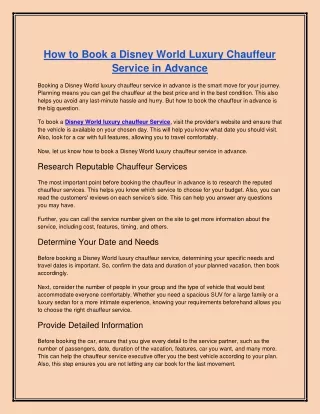Disney World Chauffeur Service