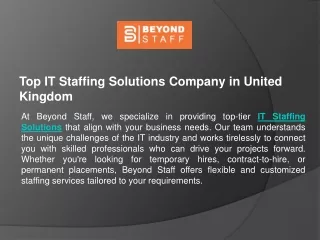 Top IT Staffing Solutions Company in United Kingdom