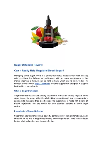 Sugar Defender Review_