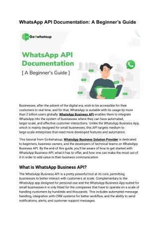 WhatsApp API Documentation: A Beginner’s Guide