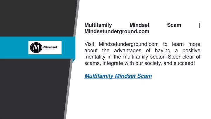 multifamily mindset scam mindsetunderground