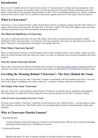 Unveiling the Meaning Behind 'Clearwater': The Story Behind the Name