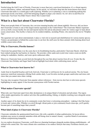 Discover Clearwater: Fun Facts You Didn’t Know About This Coastal Gem