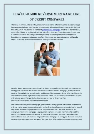 how do jumbo reverse mortgage line of credit