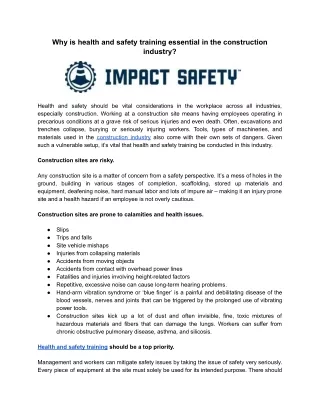 Why is health and safety training essential in the construction industry_ - Impactsafety