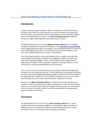 Unlock Your Business Potential with the 360 Marketing Tool