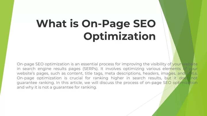 what is on page seo optimization