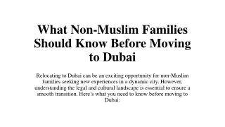 What Non-Muslim Families Should Know Before Moving to Dubai