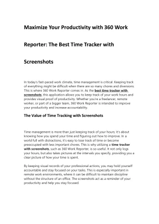Maximize Your Productivity with 360 Work Reporter