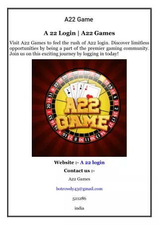 A 22 Login  A22 Games