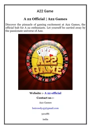 A 22 Official  A22 Games