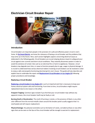 electrician circuit breaker repair