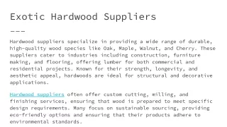 Hardwood Suppliers